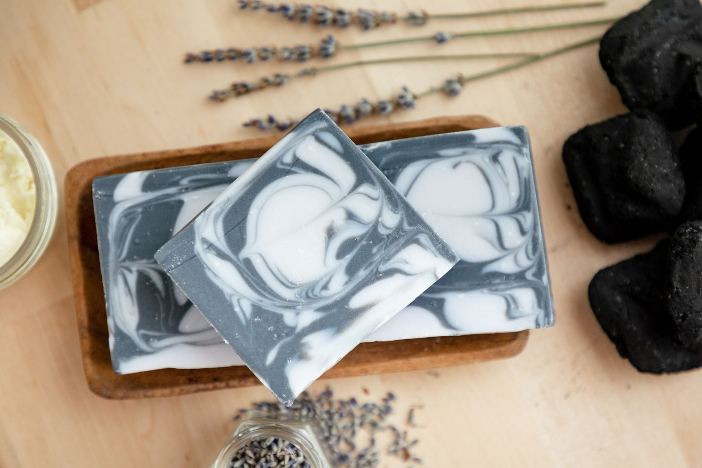 Lavender Charcoal Soap with Olive Oil & Cocoa Butter | Handmade Natural Soap