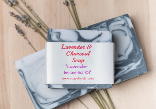 Lavender Charcoal Soap with Olive Oil & Cocoa Butter | Handmade Natural Soap