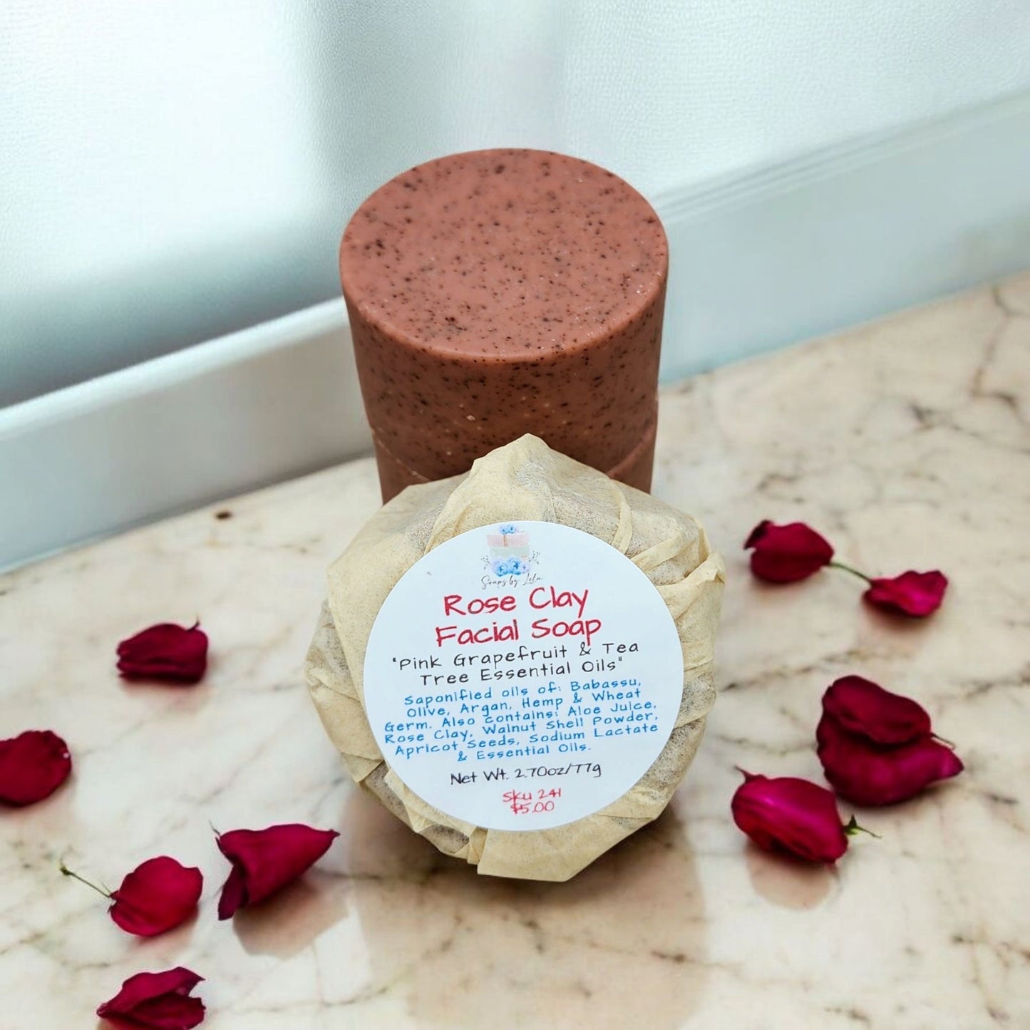 Rose Clay Facial Soap | Exfoliating Grapefruit & Tea Tree Face Bar