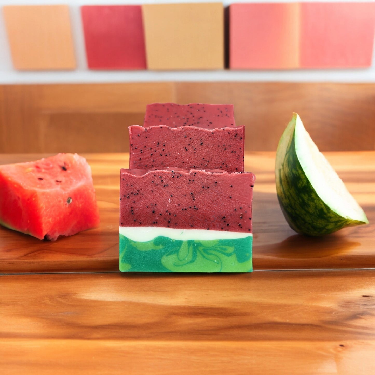 Watermelon Soap handmade with Coconut Oil, Olive Oil and Palm Oil