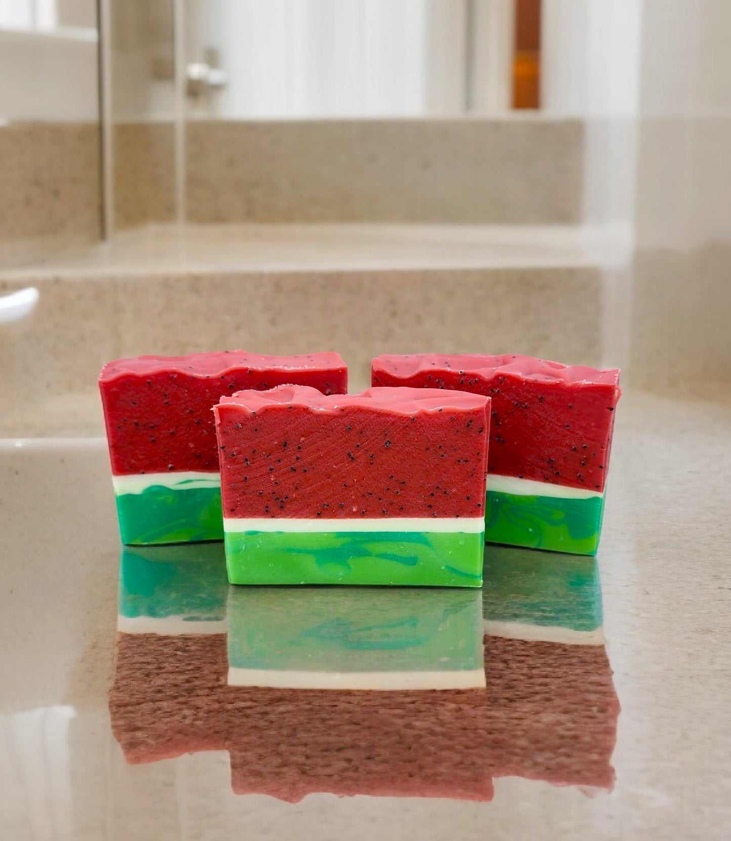 Watermelon Soap handmade with Coconut Oil, Olive Oil and Palm Oil