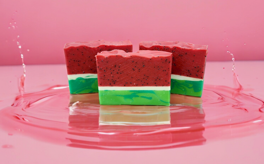 Watermelon Soap handmade with Coconut Oil, Olive Oil and Palm Oil
